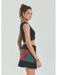 Snap Closure Patchwork Wrap Black Mini Skirt 4669